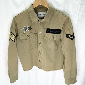 Avirex Belle Military Jacket Womens Medium Army Green Stars Sugar Skulls Patches